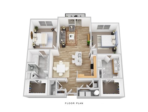 Floor plan for 2 beds, 2.5 baths, 1239 sqft