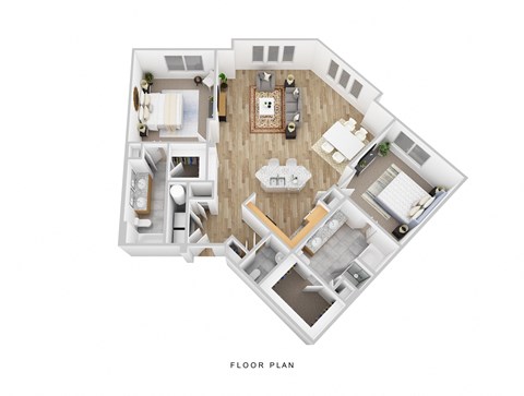 Floor plan for 2 beds, 2.5 baths, 1533 sqft