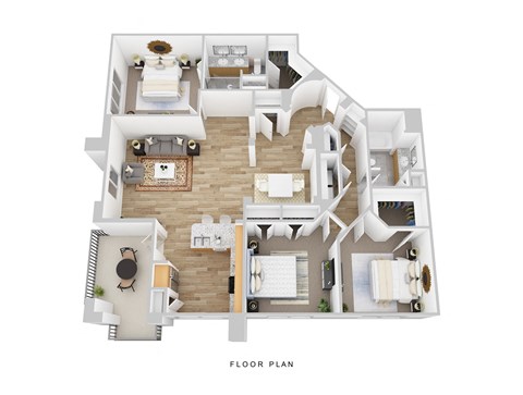 Floor plan for 3 beds, 2 baths, 1558 sqft