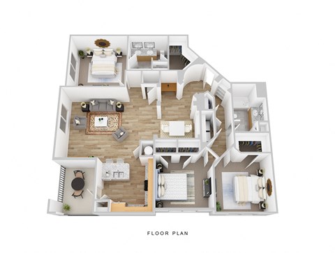 Floor plan for 3 beds, 2 baths, 1563 sqft