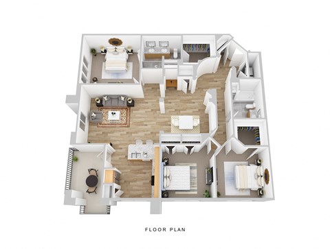 Floor plan for 3 beds, 2 baths, 1697 sqft