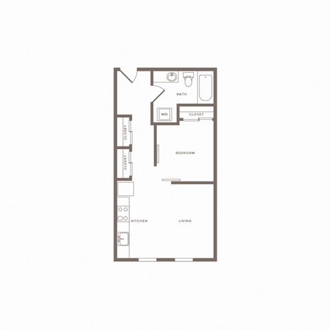 Floor plan for 1 bed, 1 bath, 551 sqft