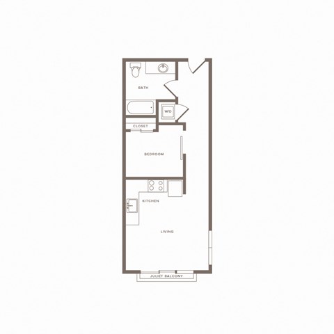 Floor plan for 1 bed, 1 bath, 550 sqft