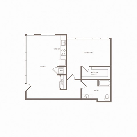 Floor plan for 1 bed, 1 bath, 997 sqft