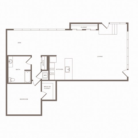 Floor plan for 1 bed, 1 bath, 1481 sqft