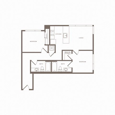 Floor plan for 2 beds, 2 baths, 924 sqft