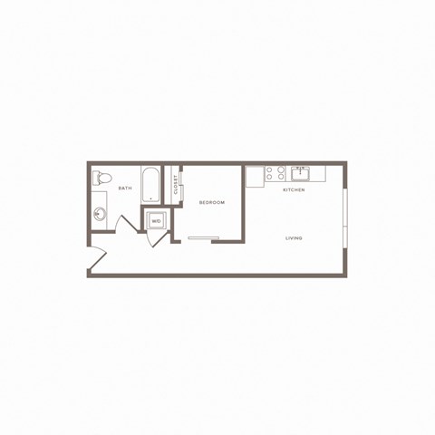 Floor plan for 1 bed, 1 bath, 576 sqft