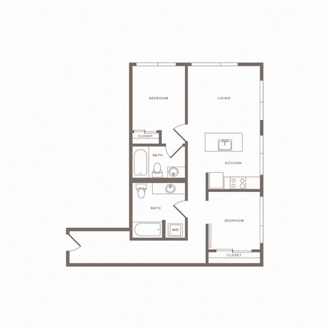 Floor plan for 2 beds, 2 baths, 903 sqft