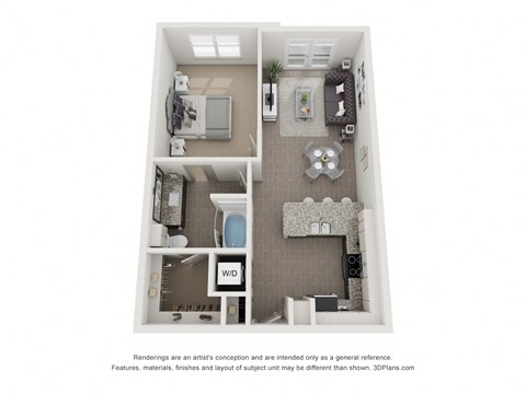 Floor plan for 1 bed, 1 bath, 710 sqft