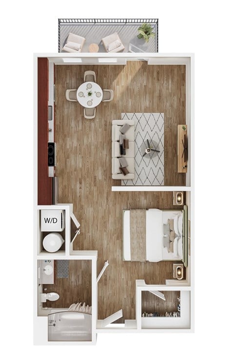 Floor plan for studio, 1 bath, 575 sqft