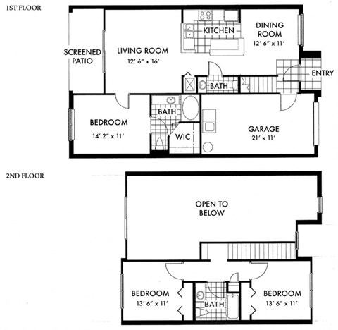 Floor plan for 3 beds, 2.5 baths, 1450 sqft