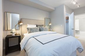 Corte Madera apartment for rent - a bedroom with a large bed and a mirror