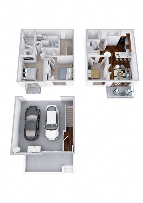Floor plan for 3 beds, 2 baths, 1237 sqft