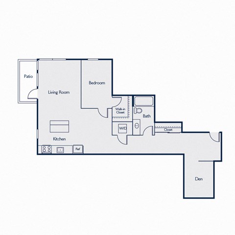 Floor plan for 1 bed, 1 bath, 1006 sqft