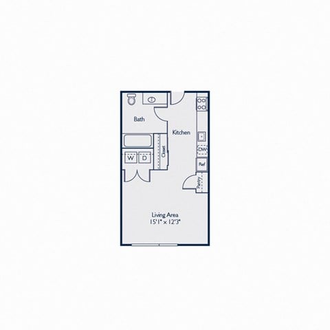 Floor plan for studio, 1 bath, 434 sqft