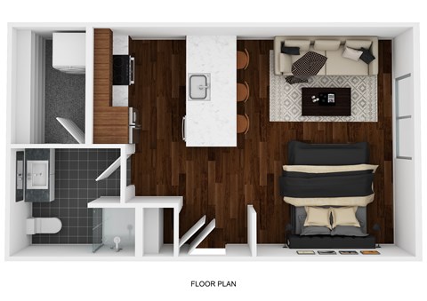 Floor plan for studio, 1 bath, 450 sqft