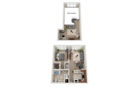 Floor plan for 1 bed, 1 bath, 894 sqft