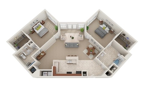 Floor plan for 2 beds, 2 baths, 1415 sqft