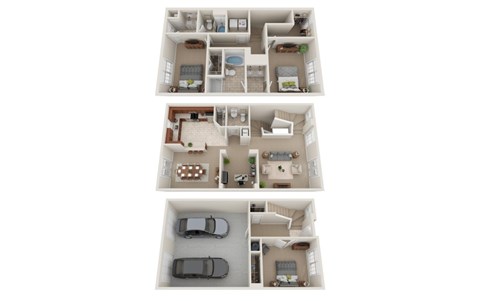 Floor plan for 2 beds, 2.5 baths, 1838 sqft