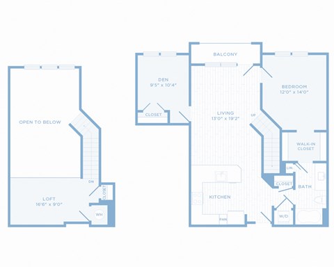 Floor plan for 1 bed, 1 bath, 1095 sqft