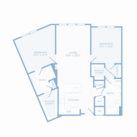 Floor plan for 2 beds, 2 baths, 1120 sqft