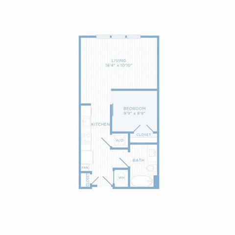 Floor plan for studio, 1 bath, 550 sqft