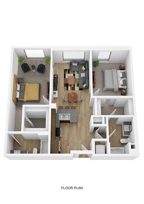 Floor plan for 2 beds, 2 baths, 1120 sqft