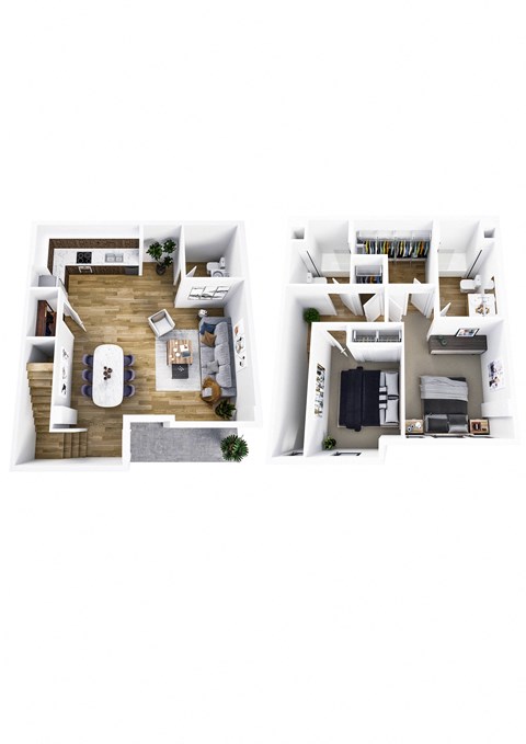 Floor plan for 2 beds, 2 baths, 1364 sqft
