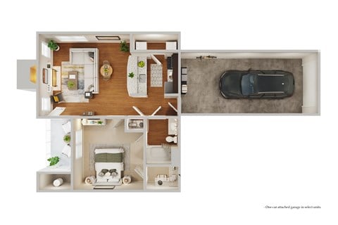 Floor plan for 1 bed, 1 bath, 662 sqft