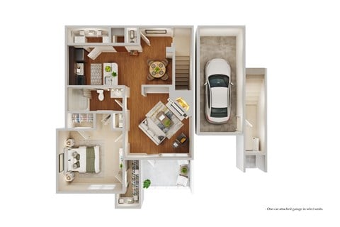Floor plan for 1 bed, 1 bath, 827 sqft