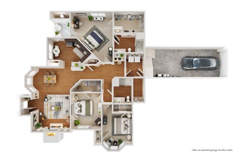 Floor plan for 3 beds, 2 baths, 1403 sqft