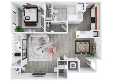 Floor plan for 1 bed, 1 bath, 910 sqft