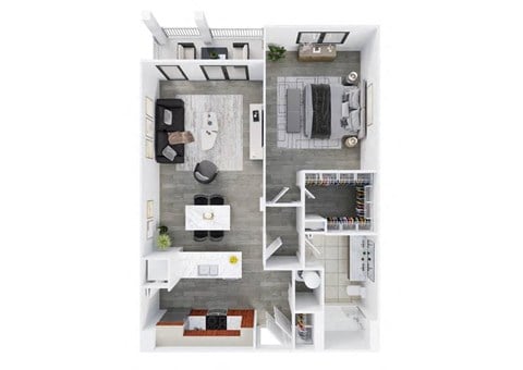 Floor plan for 1 bed, 1 bath, 971 sqft