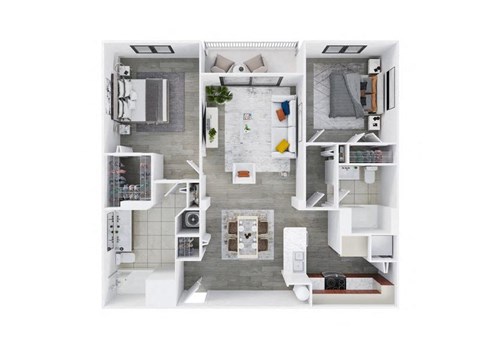 Floor plan for 2 beds, 2 baths, 1215 sqft