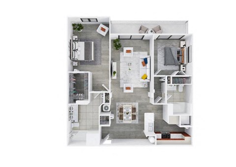 Floor plan for 2 beds, 2 baths, 1330 sqft