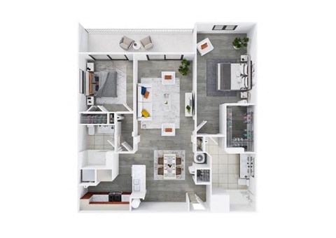 Floor plan for 2 beds, 2 baths, 1333 sqft