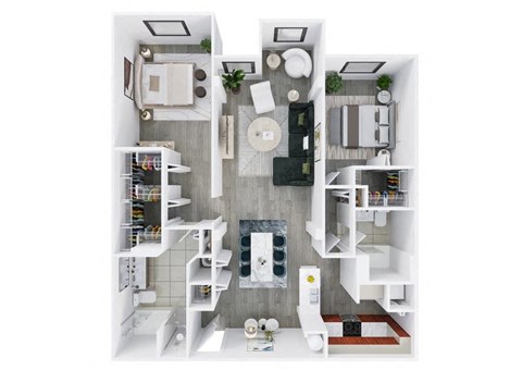 Floor plan for 2 beds, 2 baths, 1478 sqft