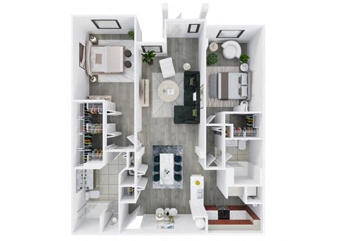 Floor plan for 2 beds, 2 baths, 1516 sqft