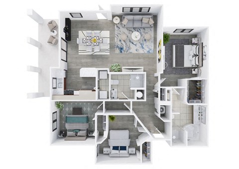 Floor plan for 3 beds, 2 baths, 1579 sqft