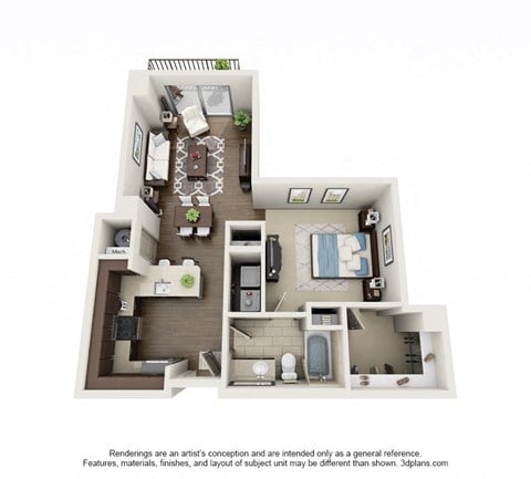 Floor plan for studio, 1 bath, 782 sqft