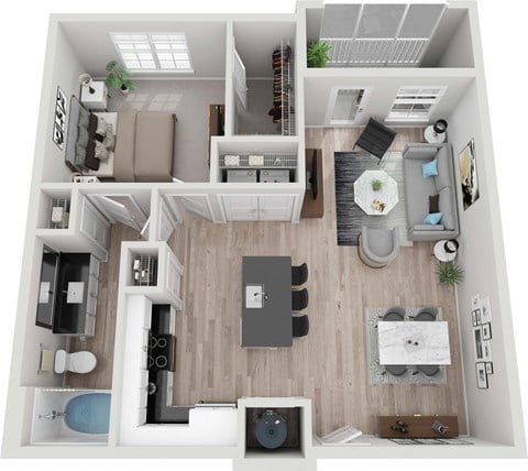 Floor plan for 1 bed, 1 bath, 812 sqft