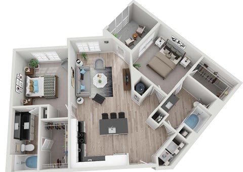 Floor plan for 2 beds, 2 baths, 1180 sqft
