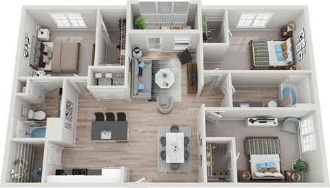 Floor plan for 3 beds, 2 baths, 1320 sqft