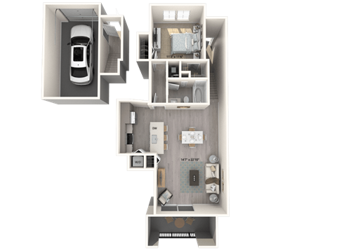 Floor plan for 1 bed, 1 bath, 828 sqft
