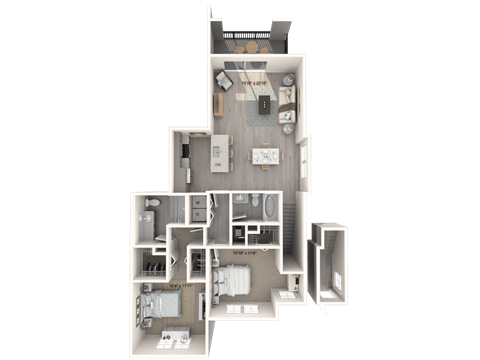 Floor plan for 2 beds, 2 baths, 1193 sqft