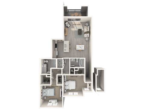 Floor plan for 2 beds, 2 baths, 1200 sqft
