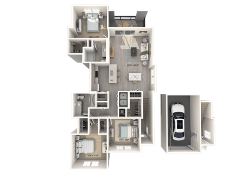 Floor plan for 3 beds, 2 baths, 1462 sqft