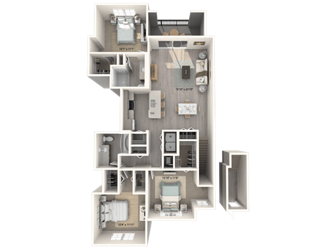 Floor plan for 3 beds, 2 baths, 1468 sqft