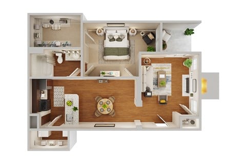 Floor plan for 1 bed, 1 bath, 772 sqft