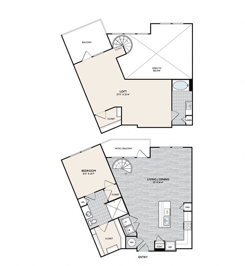 Floor plan for 1 bed, 1 bath, 1516 sqft